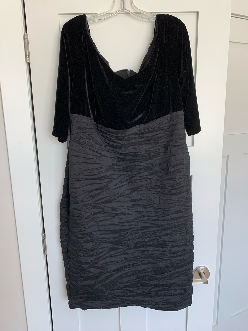 Alex Evenings Black Velvet & Textured Black Midi Dress